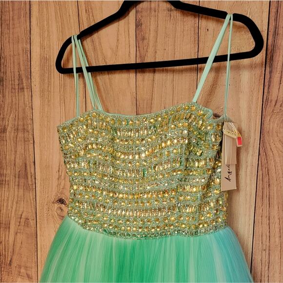 NWT Angela & Alison Mint Green Ombre Strapless Gown, Style # 41059, Sz 16 - Picture 3 of 10